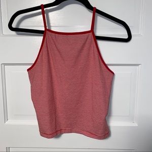 Red and White Striped Crop Top